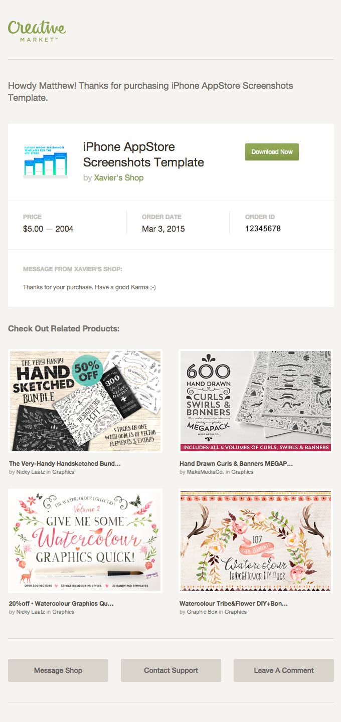 Creative market product recommendations